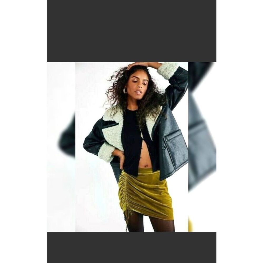 NWOT Free People Velvet Vivienne Mustard Yellow Skirt Sz 0